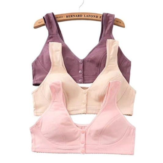 Wide Strap Front Open 3-Button Nursing Bra